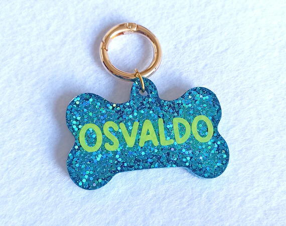 Medaglietta "bone" taglia grande glitter