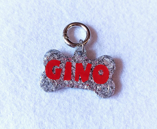 Medaglietta &quot;bone&quot; taglia grande foglie argento